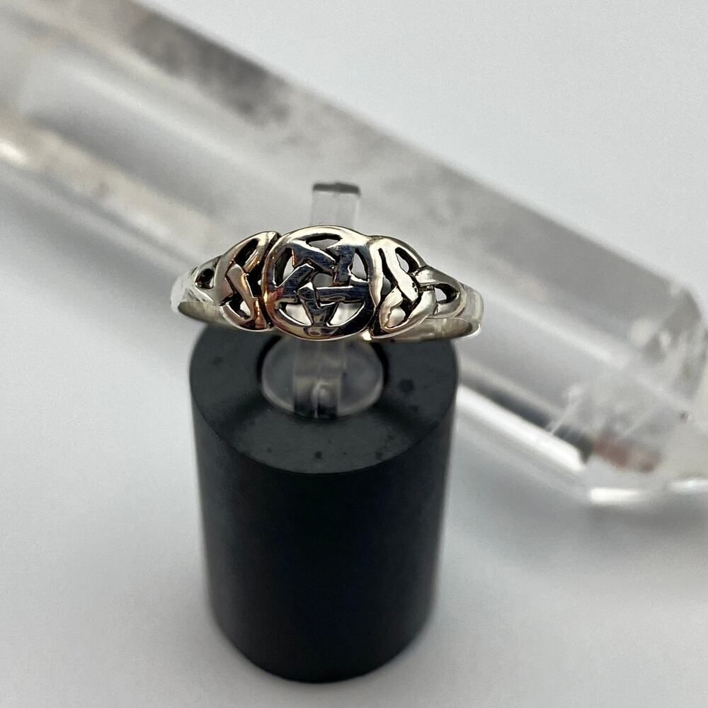 Sterling Silver Pentagram With Celtic Triquetras Ring Sizes 7,8,9